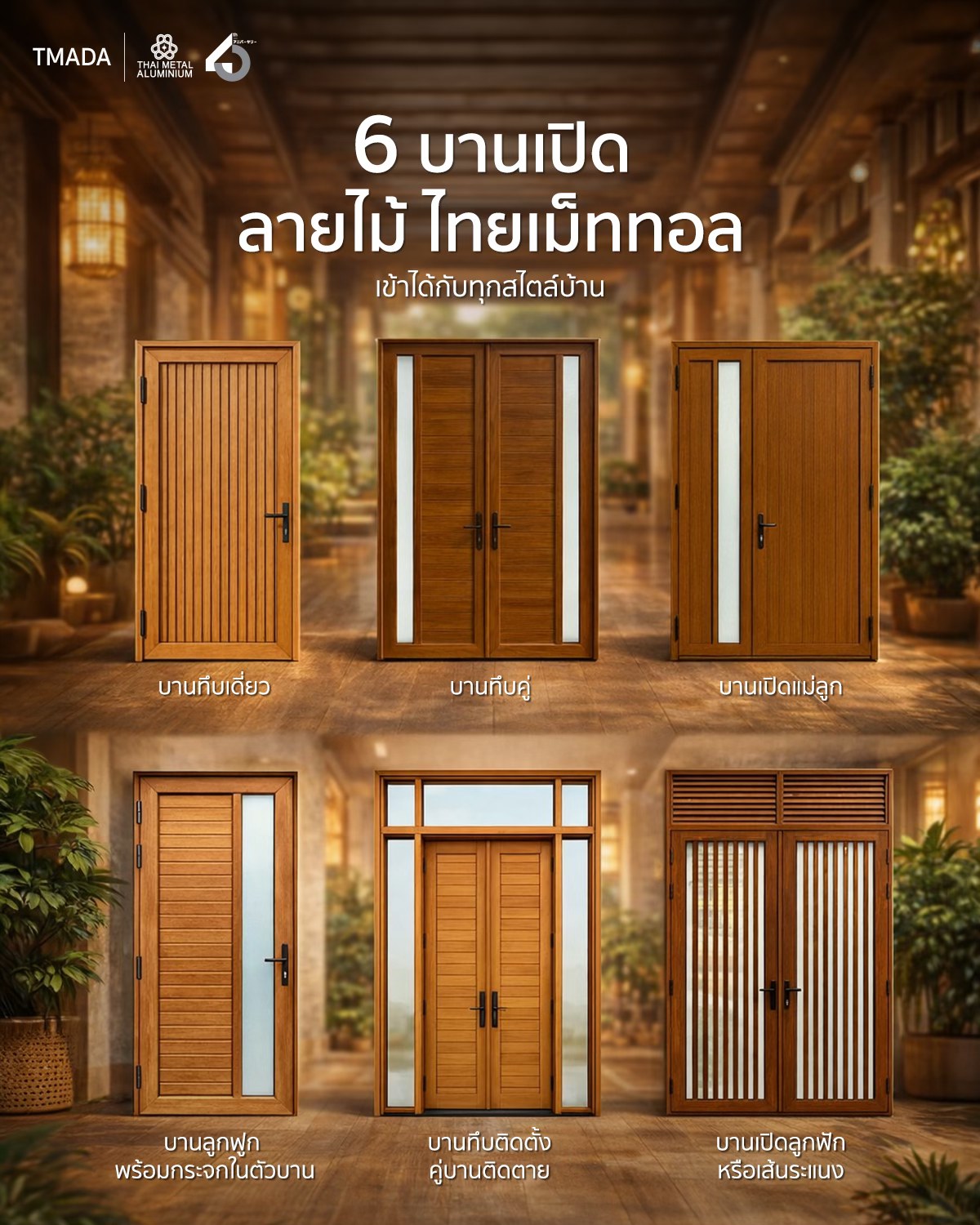 6 บานเปิดอลูมิเนียมลายไม้ยอดนิยม 2026